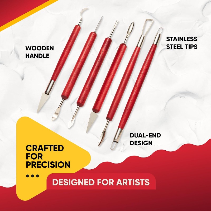 Wood Chisel Set - 6 outils de modelage pour poterie
